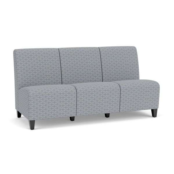 Lesro Siena Lounge Reception Armless 3 Seat Tandem Seating No Center Arms, Black, RS Fog Upholstery SN3102 - main